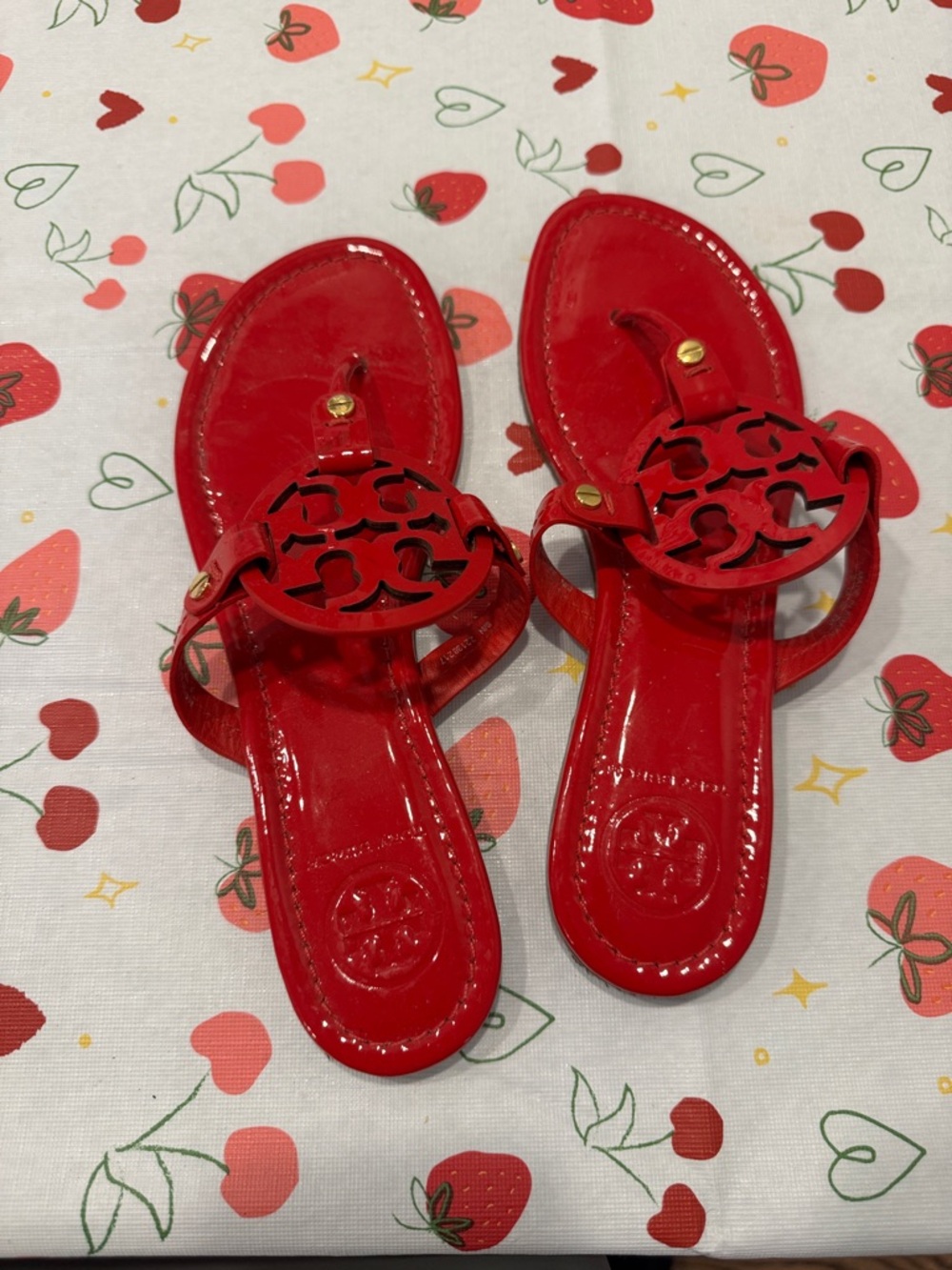 Tory Burch Red Patent Miller Sandals